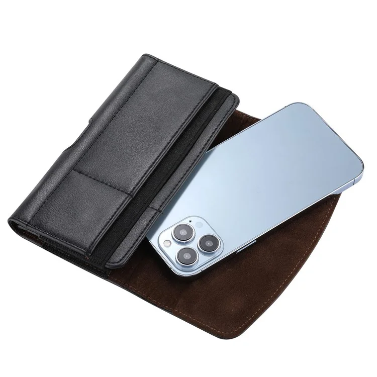 Universal PU Leather Belt Clip Phone Pouch Horizontal Waist Loop Bag, Size XXL (Inner Size: 17x9x2cm)