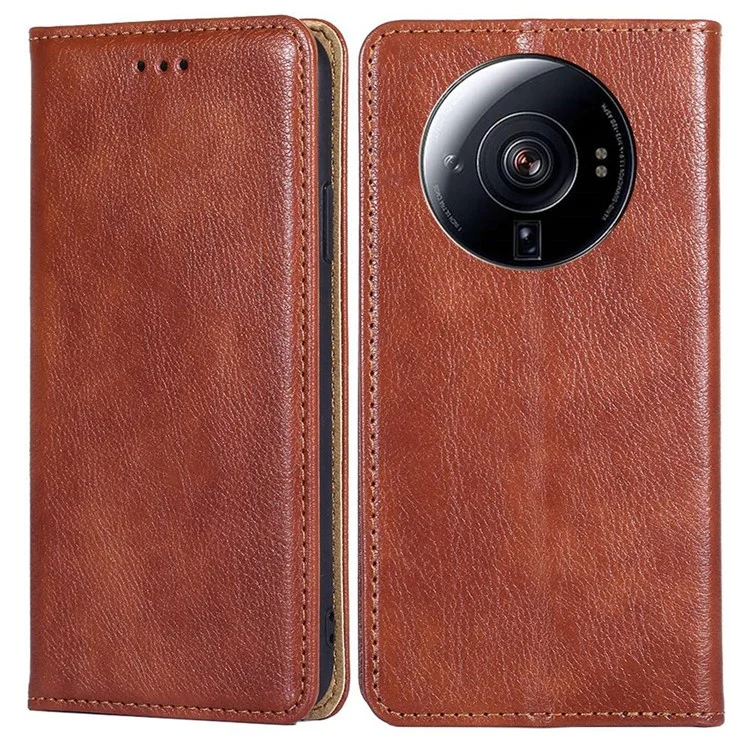 Para Xiaomi 12S Ultra 5G Capa de Telefone Magnética de Fechamento Automático à Prova de Quedas em Couro PU Carteira com Suporte Tipo Folio - Marrom