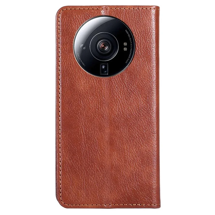 Para Xiaomi 12S Ultra 5G Capa de Telefone Magnética de Fechamento Automático à Prova de Quedas em Couro PU Carteira com Suporte Tipo Folio - Marrom
