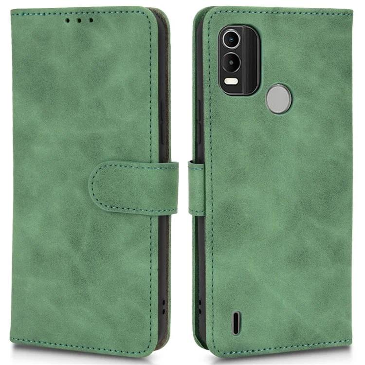 For Nokia C21 Plus 4G Soft Skin-Touch Feeling PU Leather Case Stand Magnetic Closure Full Protective Folio Wallet Cover - Green