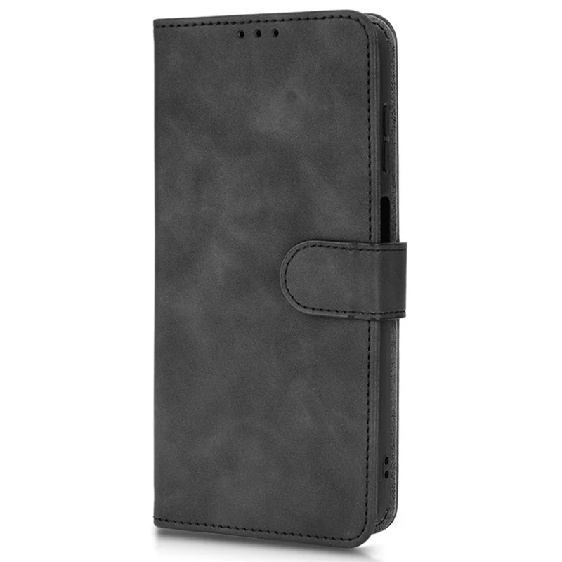 For Nokia C21 Plus 4G Soft Skin-Touch Feeling PU Leather Case Stand Magnetic Closure Full Protective Folio Wallet Cover - Black