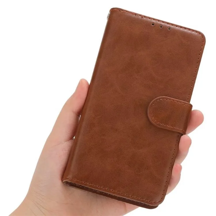 Para iPhone 14 Pro Max de 6.7 pulgadas Funda de cartera Crazy Horse Texture PU Leather Flip Wallet Case Foldable Stand Protective Mobile Phone Cover - Marrón