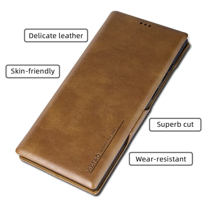 For Samsung Galaxy S22 Ultra 5G Card Holder PU Leather Cover Stand Folio Flip Protective Phone Case - Wine Red