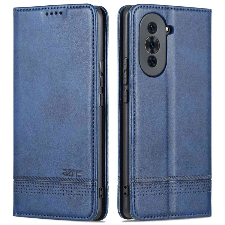 AZNS For Huawei nova 10 Pro 4G Anti-drop Phone Case Magnetic Auto Closure Wallet Stand PU Leather Flip Cover - Blue