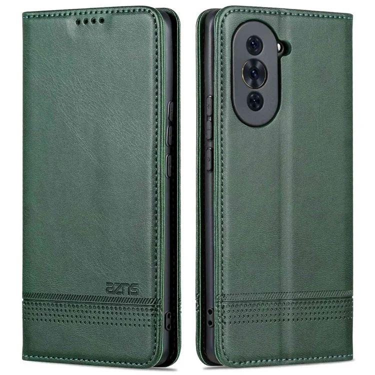 AZNS Pour Huawei Nova 10 Pro 4G Anti-drop Phone Case Magnétique Auto Ferme de Portefeuille Stand pu le Cuir Flip Cover - Vert