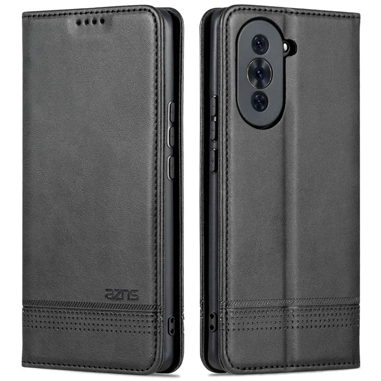 AZNS For Huawei nova 10 4G Shockproof Phone Flip Wallet Case Magnetic Auto Closing PU Leather Viewing Stand Protective Cover- Black