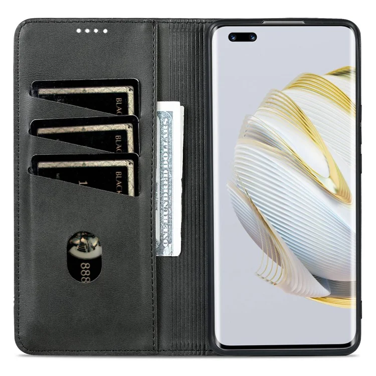 AZNS Para Huawei Nova 10 4G Thopproplo Teléfono Flip Flip Casa Magno Auto Cerrado PU Visión Visión de Visión Protectivo- Negro