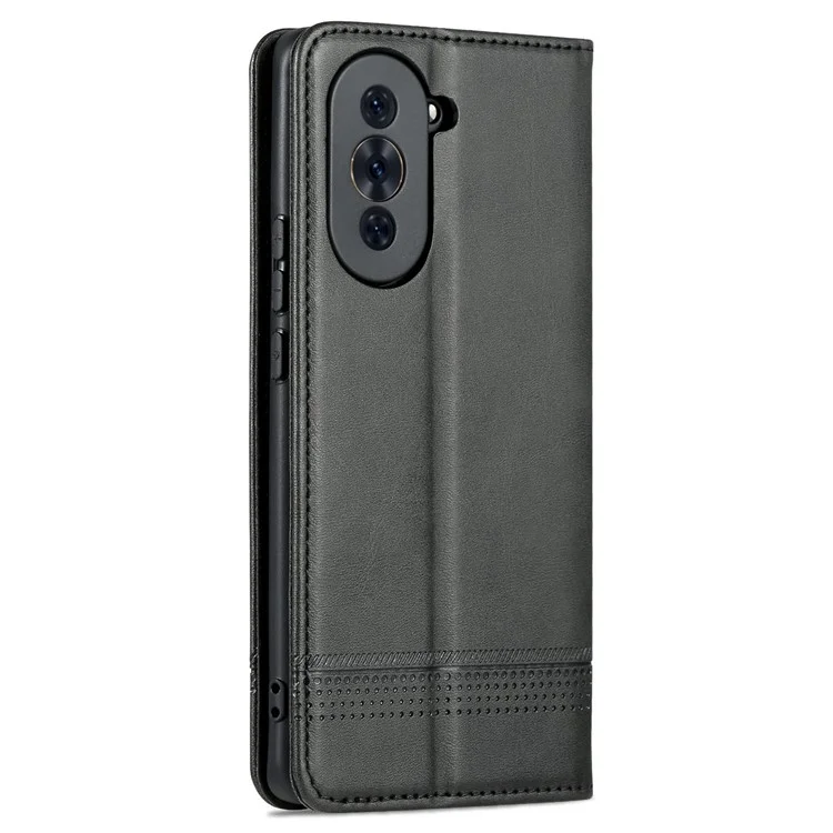 AZNS Para Huawei Nova 10 4G Thopproplo Teléfono Flip Flip Casa Magno Auto Cerrado PU Visión Visión de Visión Protectivo- Negro