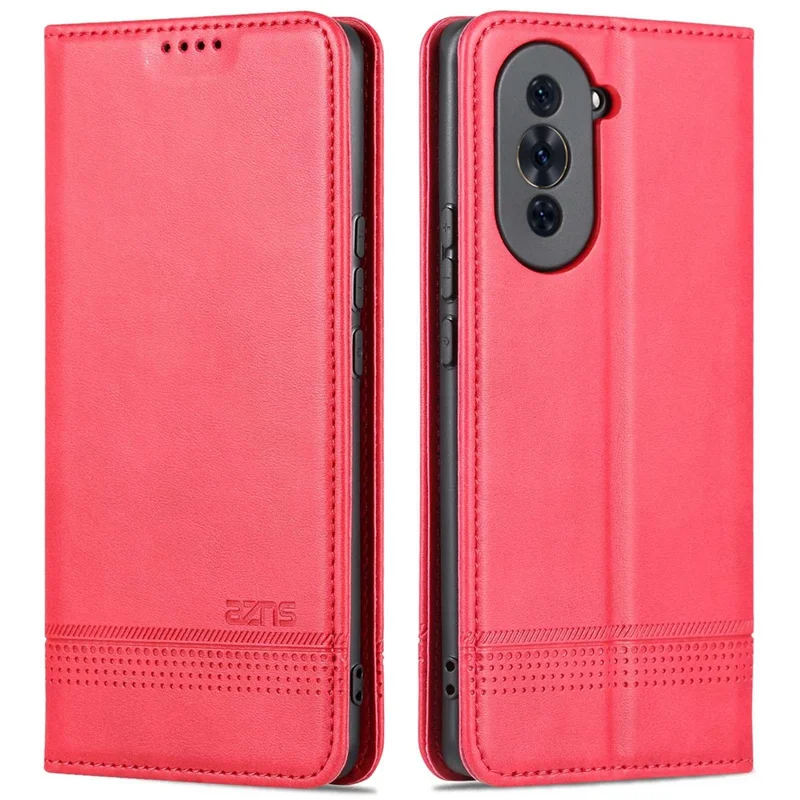 AZNS For Huawei nova 10 4G Shockproof Phone Flip Wallet Case Magnetic Auto Closing PU Leather Viewing Stand Protective Cover- Red