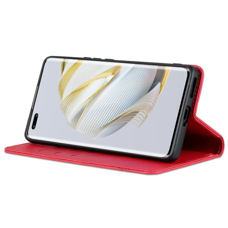 AZNS For Huawei nova 10 4G Shockproof Phone Flip Wallet Case Magnetic Auto Closing PU Leather Viewing Stand Protective Cover- Red