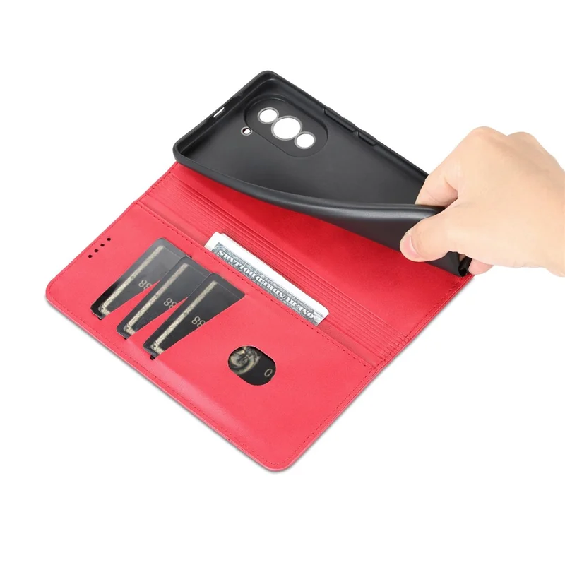AZNS For Huawei nova 10 4G Shockproof Phone Flip Wallet Case Magnetic Auto Closing PU Leather Viewing Stand Protective Cover- Red