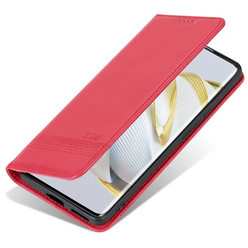 AZNS For Huawei nova 10 4G Shockproof Phone Flip Wallet Case Magnetic Auto Closing PU Leather Viewing Stand Protective Cover- Red