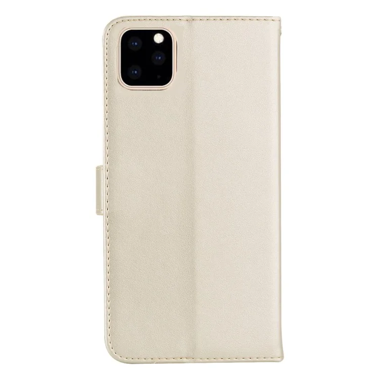 For iPhone 14 Pro Max 6.7 inch Shockproof Flip Wallet Case Stand with Imprinted Owl Flower Pattern Full Protection PU Leather Phone Cover - Gold