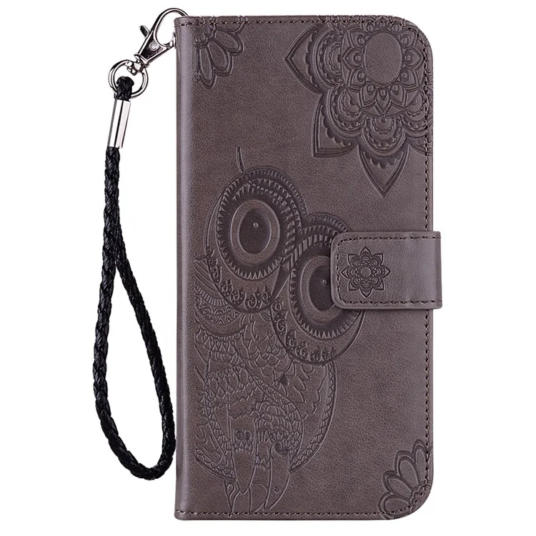 Per Xiaomi Poco F4 5G / Redmi K40S 5G Owl Pattern Flower Pattern Exprinted Magnetic Class Stand Case Leather Ponete Cover Del Portafoglio - Grigio