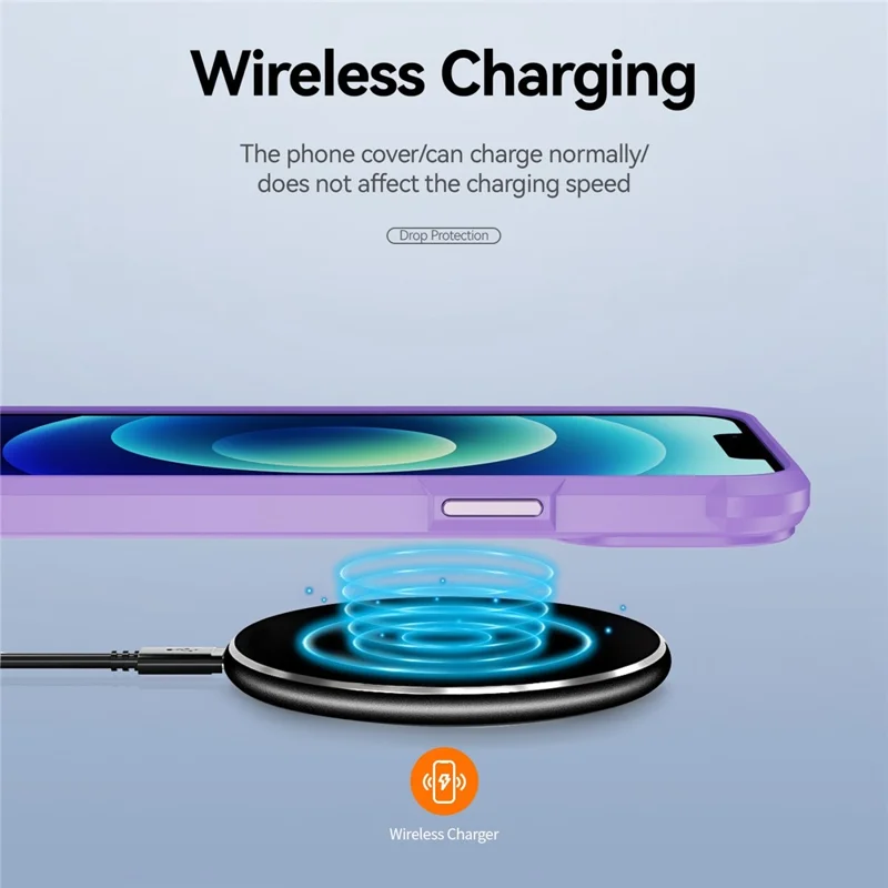 Drop-proof Phone Case for iPhone 14 6.1 inch, PC+TPU Mobile Phone Hybrid Back Cover - Purple