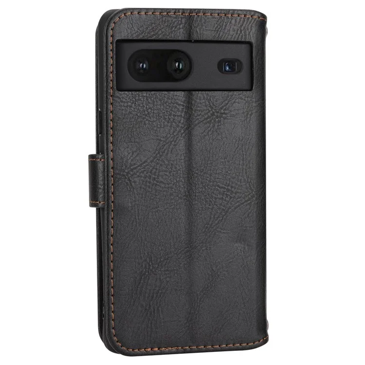 Para Google Pixel 7 5G Stand Wallet PU Leather + TPU Phone Case Zipper Pocket Magnetic Closing Shell com alças longas/curtas - Preto