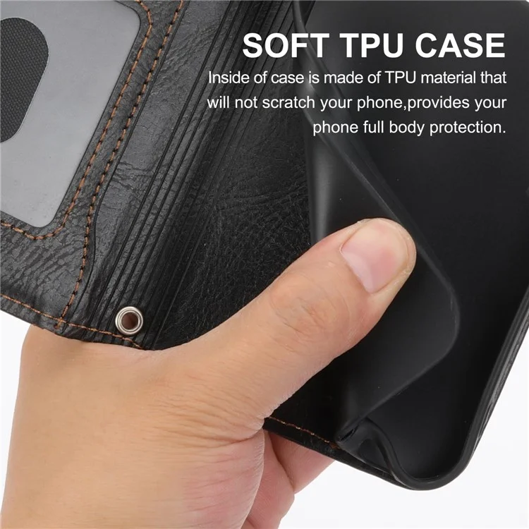 Para Google Pixel 7 5G Stand Wallet PU Leather + TPU Phone Case Zipper Pocket Magnetic Closing Shell com alças longas/curtas - Preto