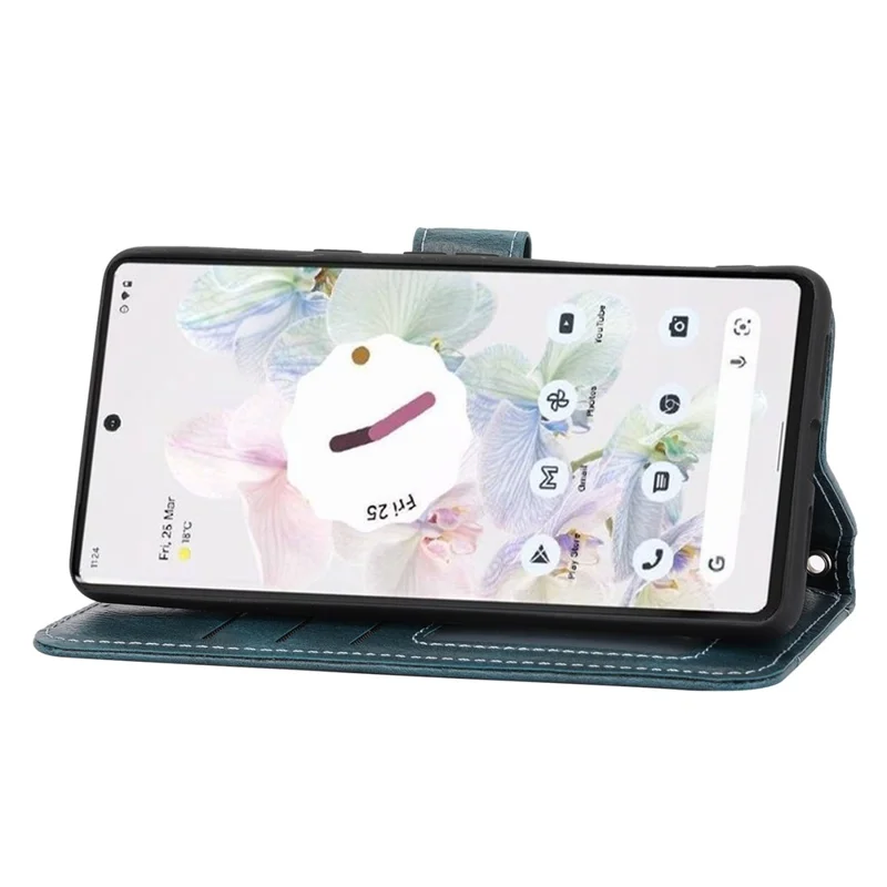 För Google Pixel 7 5G Ställbara Plånbok av PU-läder + TPU Mobilskal med Dragkedjeficka Magnetisk Avslutningsskal med Lång / Kort Rem - Grön
