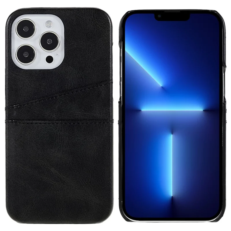 Чехол для iPhone 14 Pro 6.1 дюйма, хорошо защищающий мобильный телефон, противоударная задняя панель с 2 слотами для карт - черный