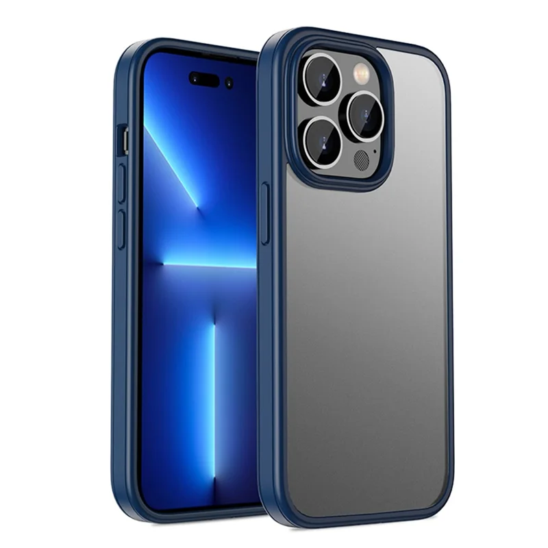 IPAKY For iPhone 14 Pro 6.1 inch Rubberized Skin-touch Feeling Phone Case Anti-drop Hybrid TPU + PC Cover - Blue