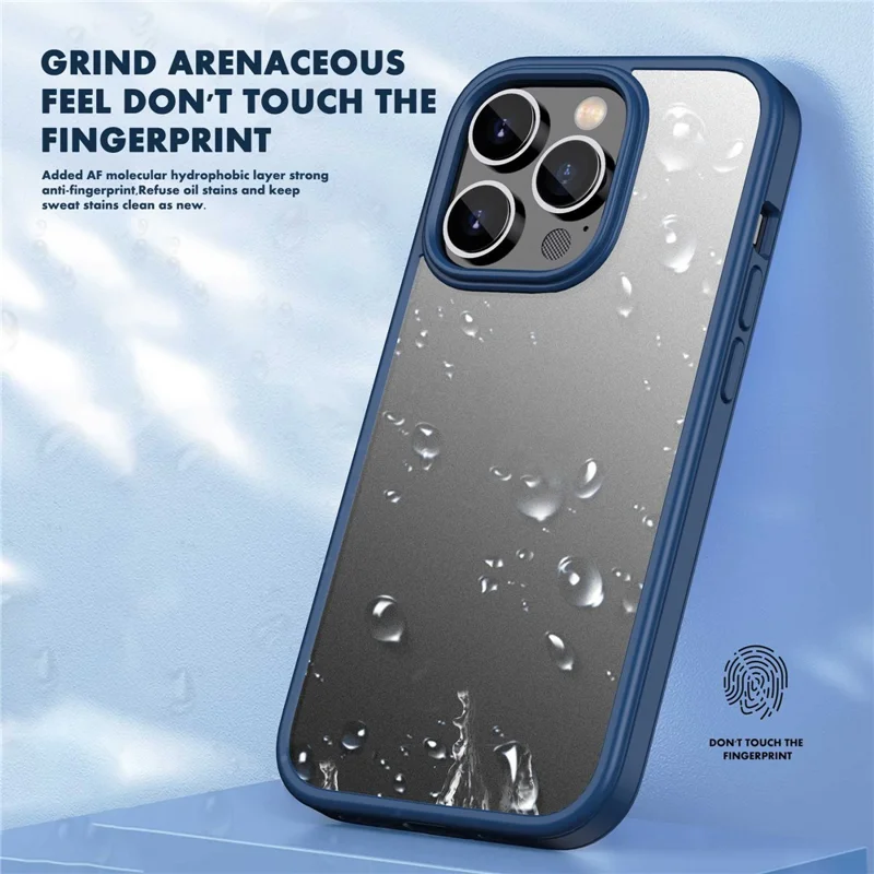 IPAKY For iPhone 14 Pro 6.1 inch Rubberized Skin-touch Feeling Phone Case Anti-drop Hybrid TPU + PC Cover - Blue