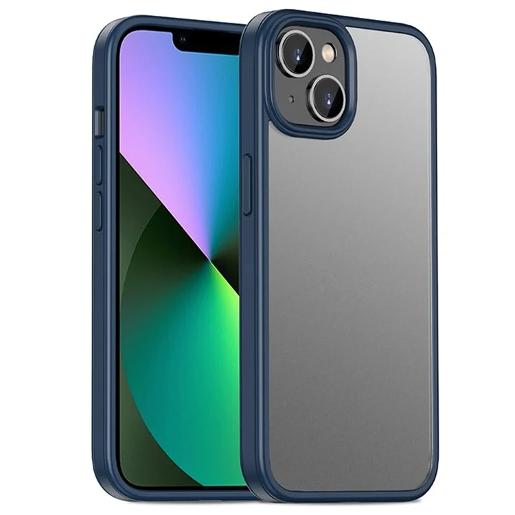 Ipaky Para Iphone 14 Max 6.7 Pulgadas Toque de Piel Touch Case de Teléfono de Goma TPU + PC TPU + PC Cubierta - Azul