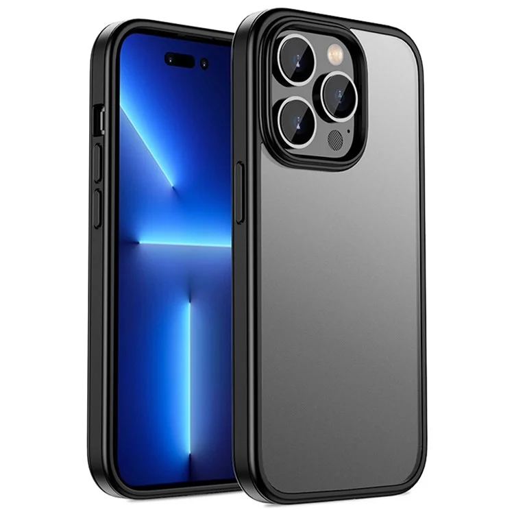 IPAKY For iPhone 14 Pro Max 6.7 inch Rubberized Phone Case Soft TPU Frame Hard PC Back Skin-touch Protective Cover - Black