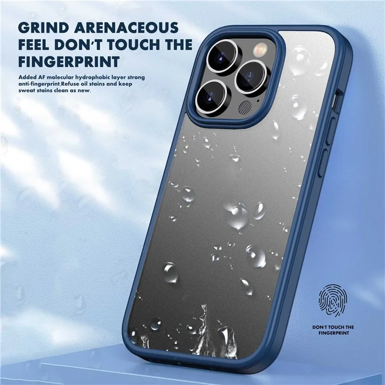 IPAKY For iPhone 14 Pro Max 6.7 inch Rubberized Phone Case Soft TPU Frame Hard PC Back Skin-touch Protective Cover - Black
