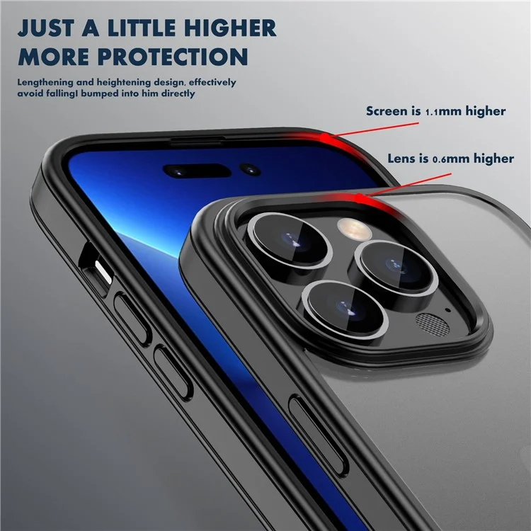 IPAKY For iPhone 14 Pro Max 6.7 inch Rubberized Phone Case Soft TPU Frame Hard PC Back Skin-touch Protective Cover - Black