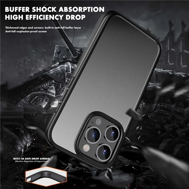 IPAKY For iPhone 14 Pro Max 6.7 inch Rubberized Phone Case Soft TPU Frame Hard PC Back Skin-touch Protective Cover - Black
