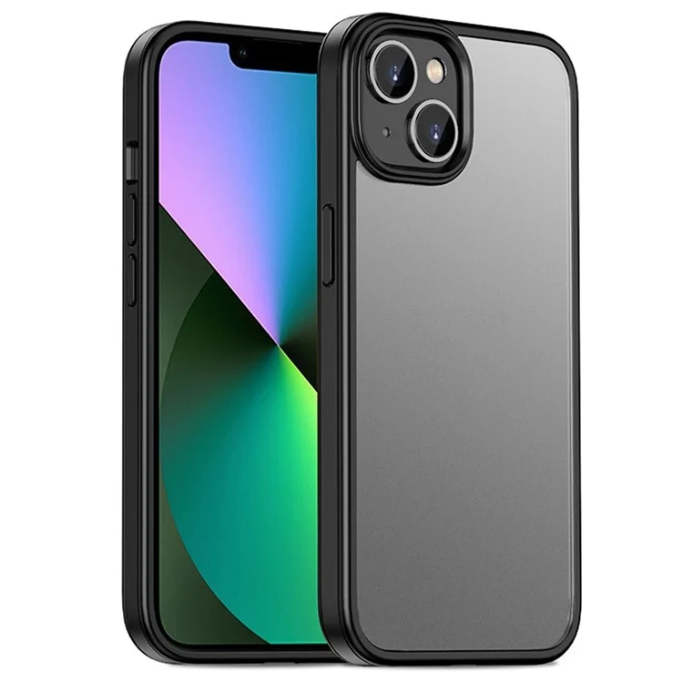 IPAKY For iPhone 14 6.1 inch Rubberized Soft TPU Hard PC Back Cover Skin-touch Feeling Shockproof Phone Case - Black