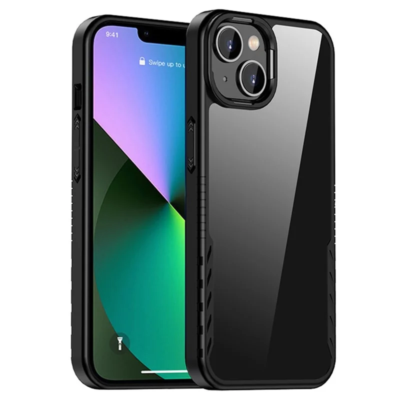 IPAKY для iPhone 14 6,1 дюйма Anti-scratch TPU+PC Чехол для телефона Ультратонкая задняя крышка с поддержкой беспроводной зарядки - Черный