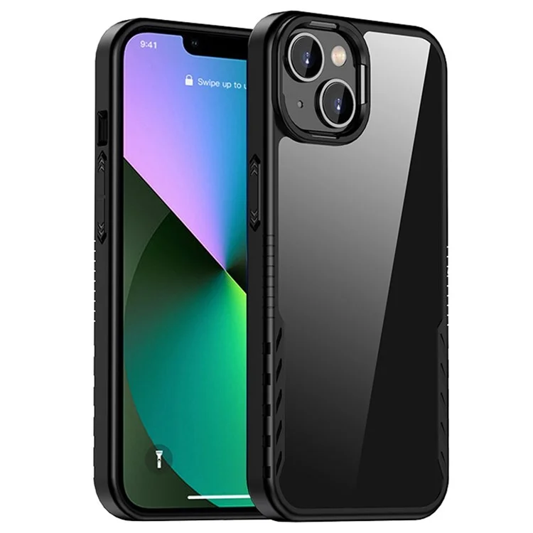 Ipaky Para Iphone 14 Plus Anti-fall Case TPU+PC Teléfono Móvil Protección Contra la Contraportada Soporte Inalámbrico Carga Inalámbrica - Negro