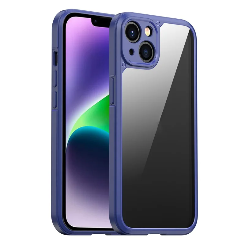 IPAKY For iPhone 14 6.1 inch Anti-scratch Drop Protection Hard PC+TPU Phone Case Mobile Phone Shell - Dark Blue