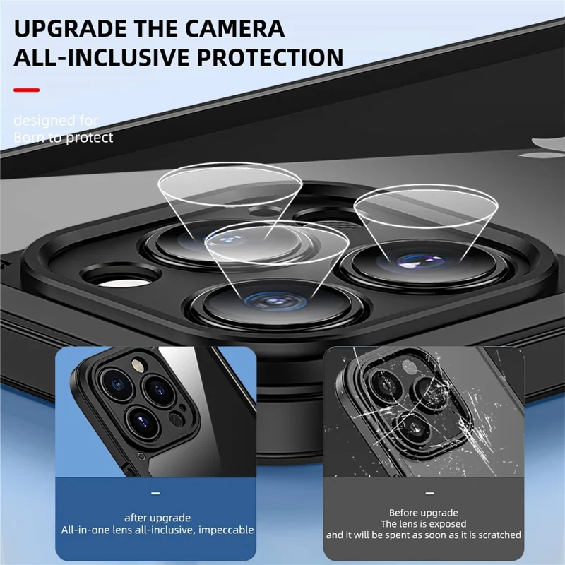 IPAKY For iPhone 14 6.1 inch Anti-scratch Drop Protection Hard PC+TPU Phone Case Mobile Phone Shell - Dark Blue