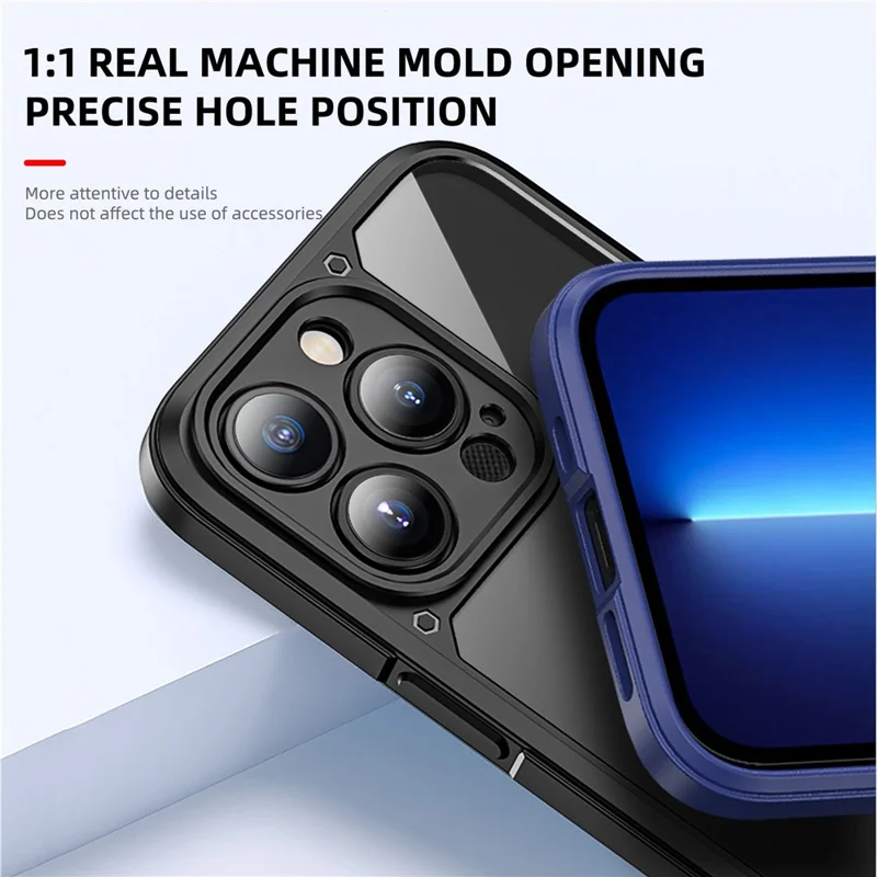 IPAKY For iPhone 14 6.1 inch Anti-scratch Drop Protection Hard PC+TPU Phone Case Mobile Phone Shell - Dark Blue