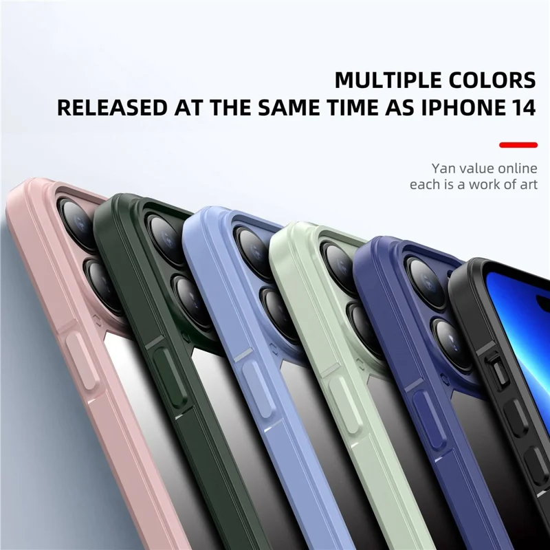 IPAKY For iPhone 14 6.1 inch Anti-scratch Drop Protection Hard PC+TPU Phone Case Mobile Phone Shell - Dark Blue