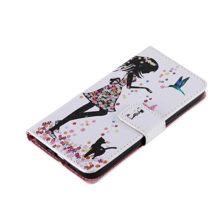 Pour Iphone 14 Pro Max 6,7 Pouces Princement en Cuir Series 2 Anti-scratch Téléphone Board Magnetic Full Protection pu Leather Flip Portefeuille Couverture - Femme et Chat