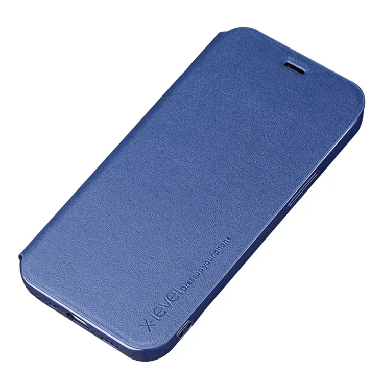 X-LEVEL Colorful-2 Series For iPhone 14 Plus Phone Flip Cover Stand Full Covering PU Leather Mobile Phone Case - Dark Blue