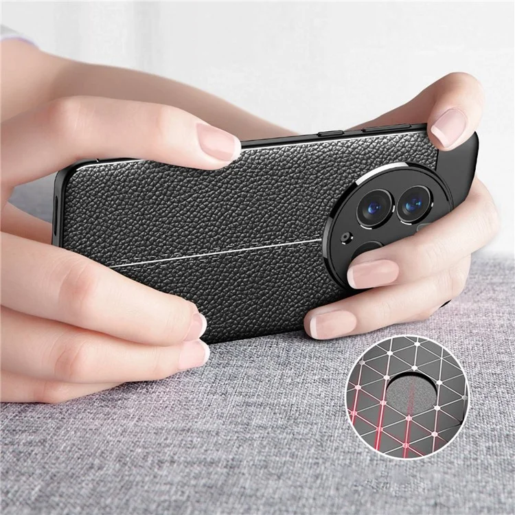 Pour Huawei Mate 50 Pro Litchi Texture TPU Phone Case Precise Cutout Camera Protection Cover - Black