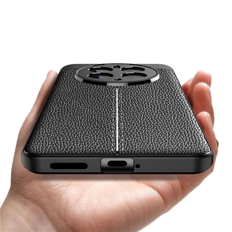 Pour Huawei Mate 50 Pro Litchi Texture TPU Phone Case Precise Cutout Camera Protection Cover - Black