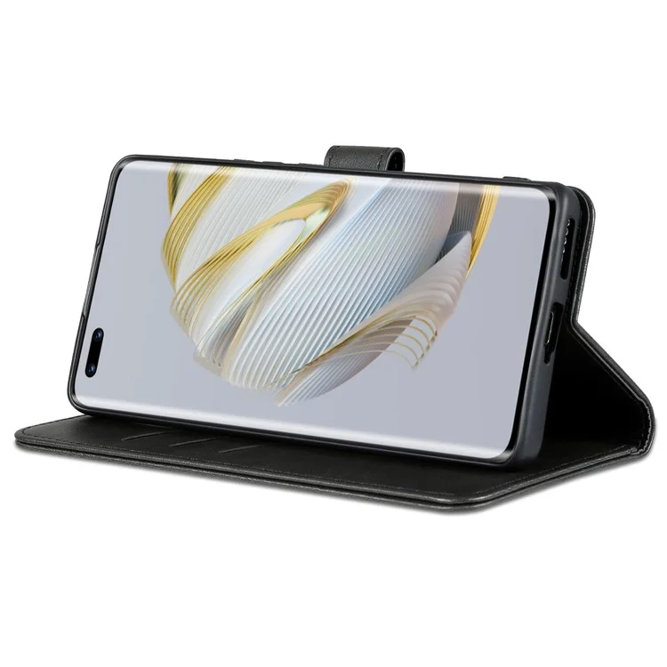 AZNS para Huawei nova 10 Pro 4G Stand Wallet Funda de Teléfono de Piel de PU Funda Interior Suave de TPU - Negro