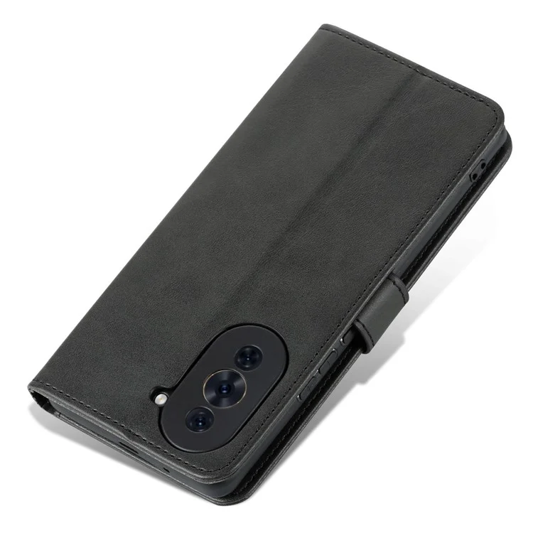 AZNS para Huawei nova 10 Pro 4G Stand Wallet Funda de Teléfono de Piel de PU Funda Interior Suave de TPU - Negro