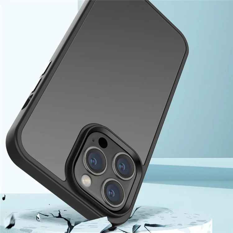 For iPhone 14 Pro Max 6.7 inch Matte Anti-stains TPU+PC Phone Case Anti-fall Shockproof Lens Protection Shell - Baby Blue