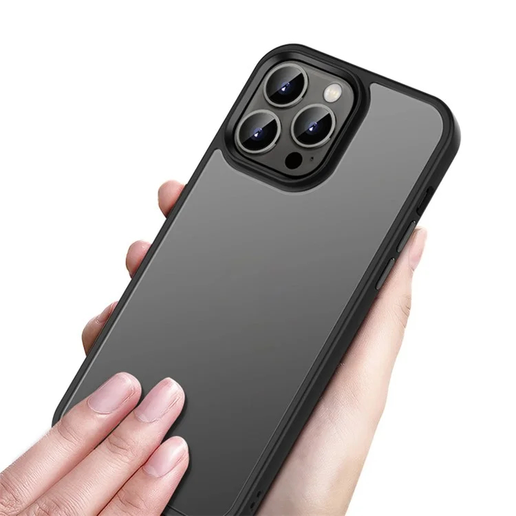 Para iPhone 14 Pro 6.1 polegadas Anti-queda Fosca Anti-manchas TPU+PC Capa de Telefone Light Slim Lens Protection Back Cover - Verde Enegrecido