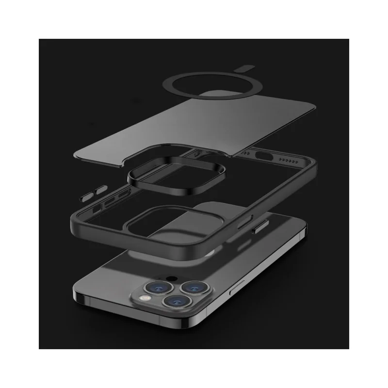Dla iPhone 14 Pro Max 6,7 cala Kompatybilna z MagSafe Ładowanie bezprzewodowe Matowa obudowa na telefon Antywypadkowa obudowa TPU + PC - Niebieski