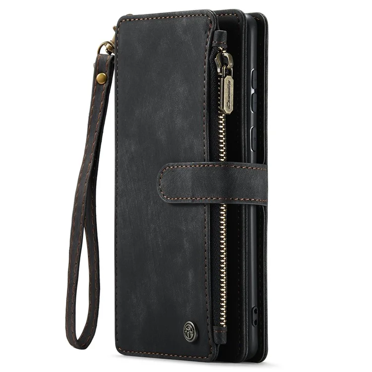 Série Caseme C30 Pour Samsung Galaxy A72 4G / Couverture en Cuir PU en Poche à Zétre 5G Plusieurs Emplacements de Cartes Shell du Téléphone - le Noir