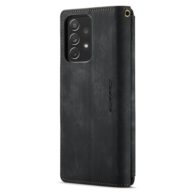 Série Caseme C30 Pour Samsung Galaxy A72 4G / Couverture en Cuir PU en Poche à Zétre 5G Plusieurs Emplacements de Cartes Shell du Téléphone - le Noir
