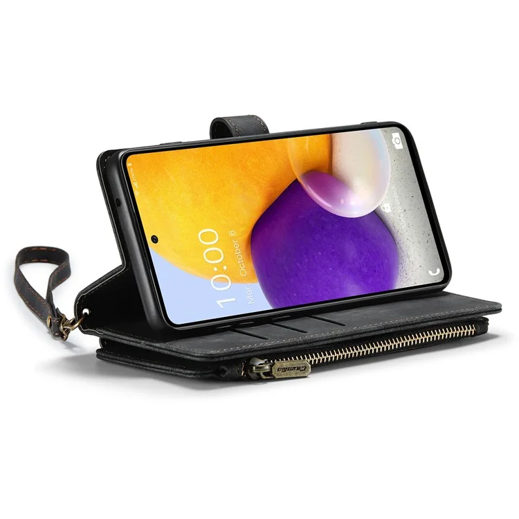 Série Caseme C30 Pour Samsung Galaxy A72 4G / Couverture en Cuir PU en Poche à Zétre 5G Plusieurs Emplacements de Cartes Shell du Téléphone - le Noir