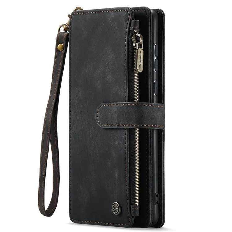 Caseme C30-serie Für Samsung Galaxy A71 4G SM-A715 Stand Reißverschluss Pocket Case Magnetic Clasp Mehrere Kartenschlitze Leder-telefonabdeckung - Schwarz